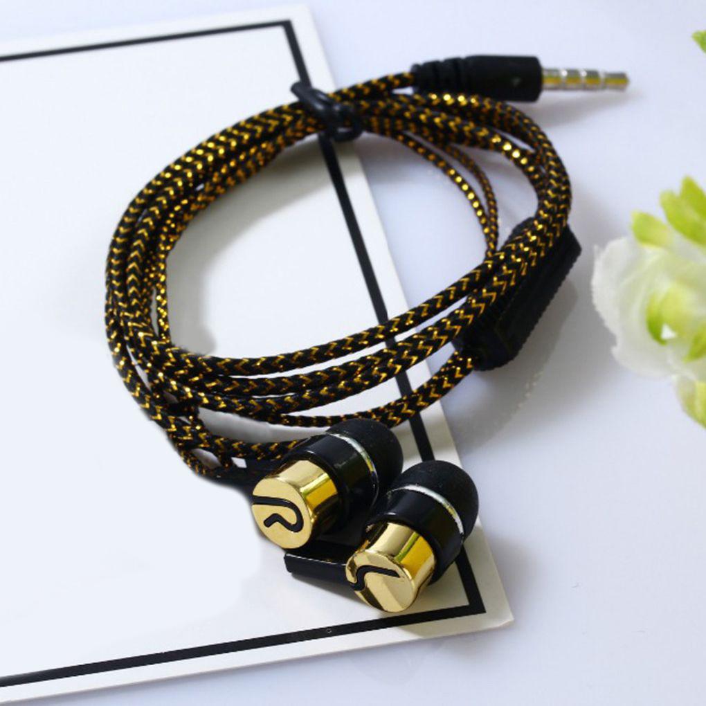 3.5mmHeavy Bass Microphone Silicone Woven Antifreeze Line Earbud In-Ear Earphone