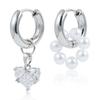 Double-ring dual-purpose earrings, light luxury zircon love pendant accessories earrings