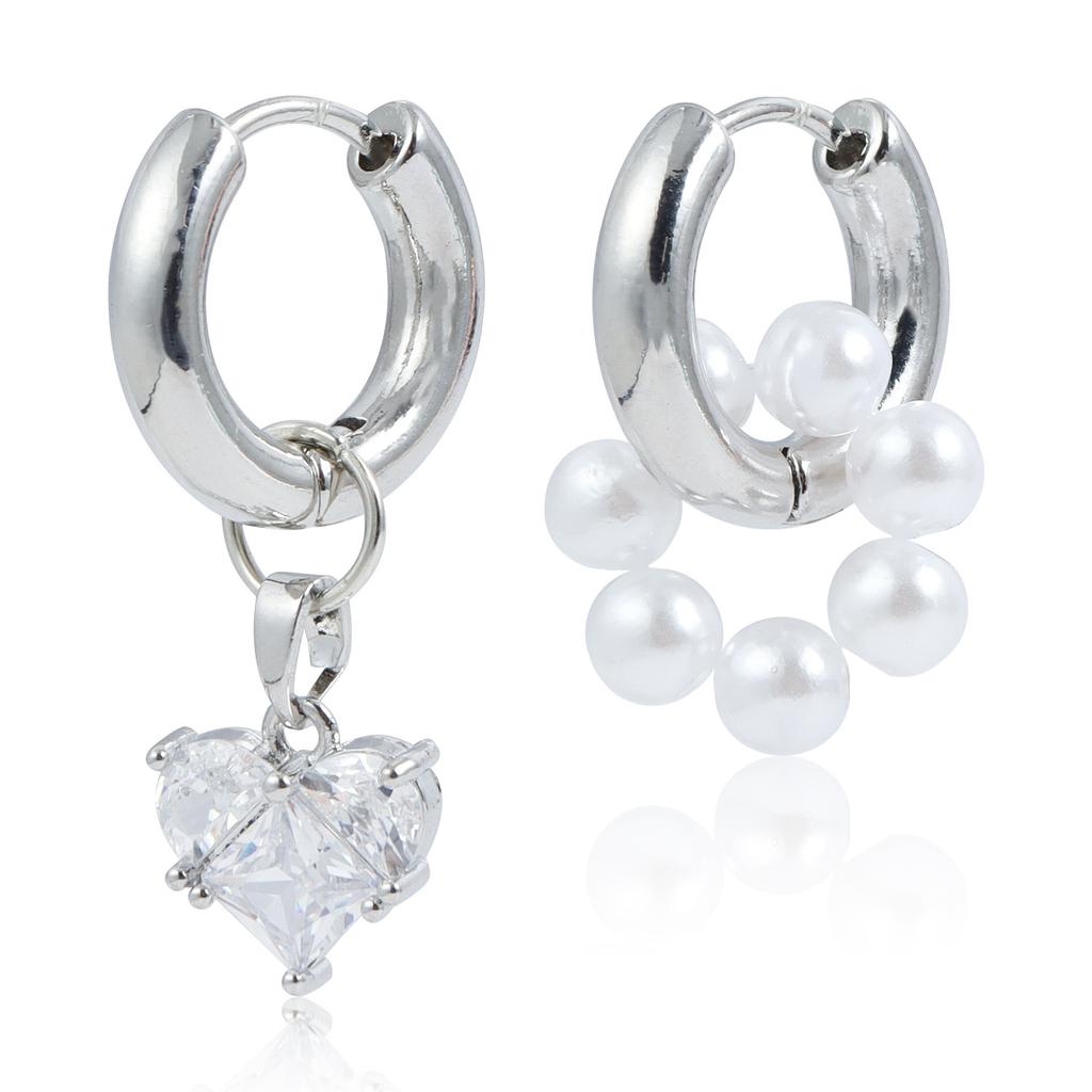 Double-ring dual-purpose earrings, light luxury zircon love pendant accessories earrings