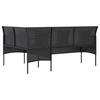 5 Piece L Shaped Sofa Set with Cushions Poly Rattan Black