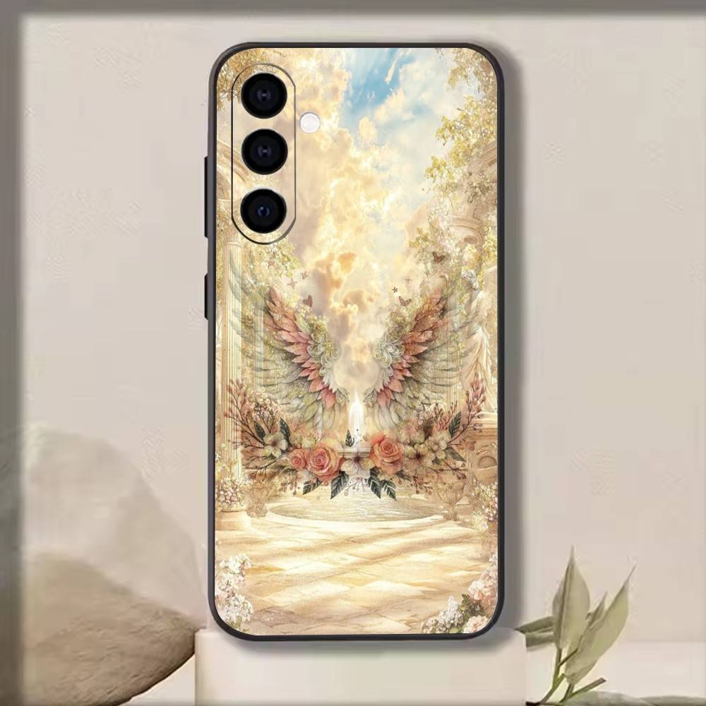 Angel Wing Phone Case For Samsung Galaxy A73,A72,A71,A70,A53,A52,A51,Soft Silicone Black Cover
