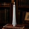 Spooky Home Decoration for Halloween Ghost Flameless Taper Candles, Battery Operated Flickering Candle Light with Indoor Table Centerpieces