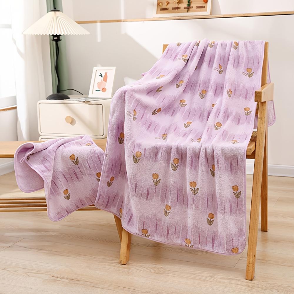 Floral Adult Bath Towel, Spring Ranunculus Bathroom Towel , Coral Absorbent Soft Full , Home Fingertip Towel