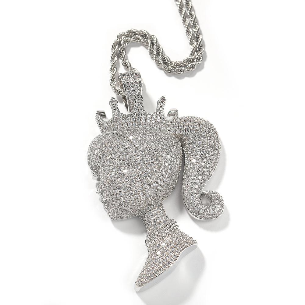 European and American Ins New Crown Barbie Pendant Necklace Copper Inlaid Zircon Niche Pendant Trendy Versatile Accessories