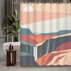 1 piece simple modern abstract line landscape shower curtain, bathroom decoration, including shower curtain and belt hook