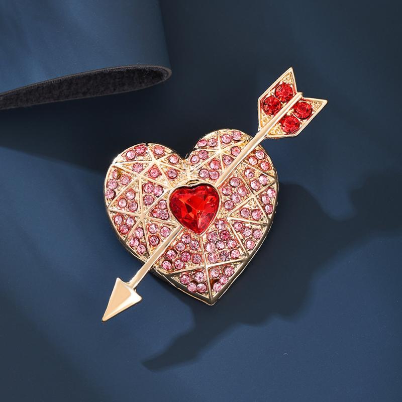 Shining Arrow And Heart Brooches Accessories For Women Unisex Rhinestone Love Party Casual Clothes Brooch Jewelry Gifts