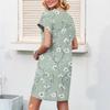 Women's Casual Fashion Sexy V-Neck Cap Sleeves Pocket Floral Dress