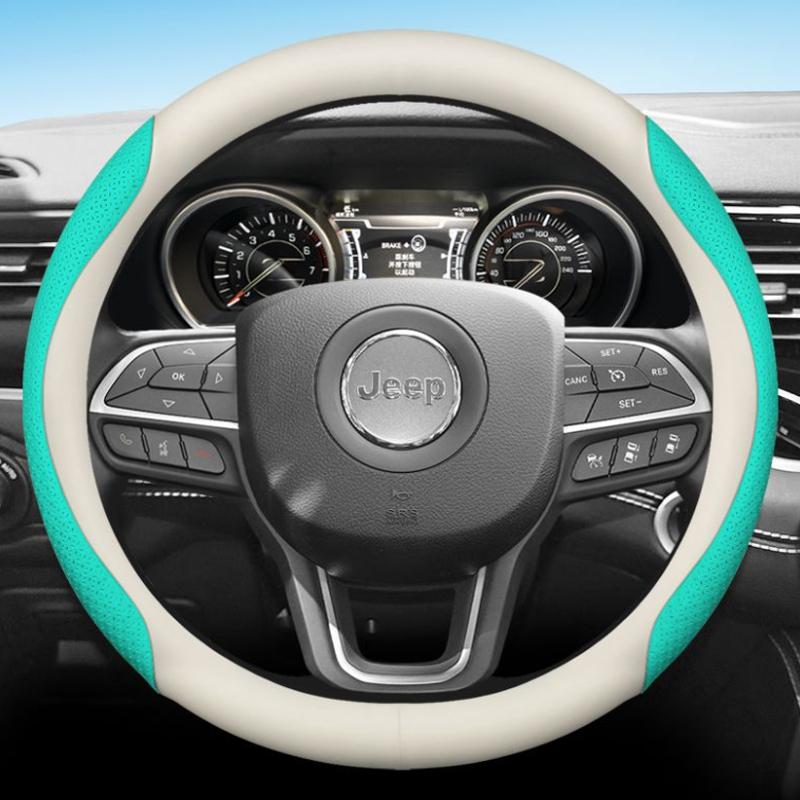 Leather Car Steering Wheel Cover for Jeep Grand Cherokee Wrangler Compass Avenger Renegade 2012 - 2023 2024 2025 Accessories