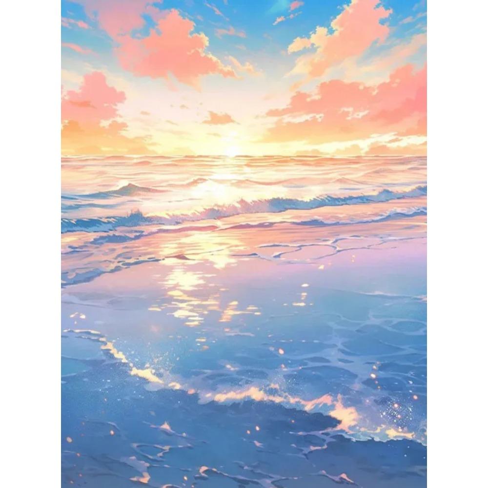 Diamond Painting Full Drill Fantasy Beach Sea Round Diamond Painting Handmade Animal Landscape Diy Diamond Mosaic Painting Home Decoration