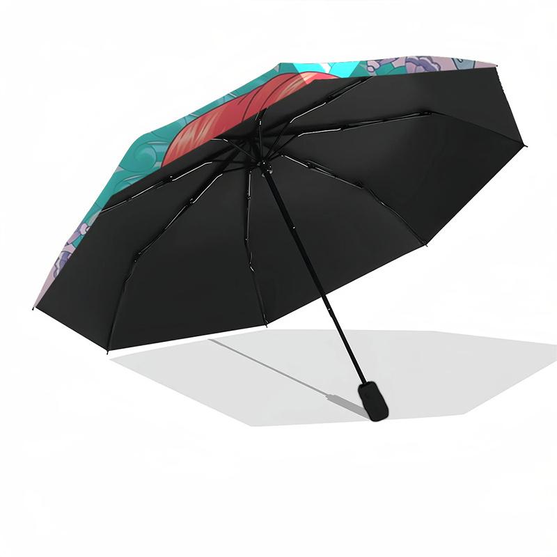 Mermaid,Ariel Automatic Umbrella - Tri-fold Portable Umbrella, Best Holiday Gift for Men and Women, Durable Iron Frame, Playful Design, Stur