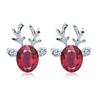 Christmas Reindeer Earrings With Crystal Gemstone For Women Fashion Jewelry