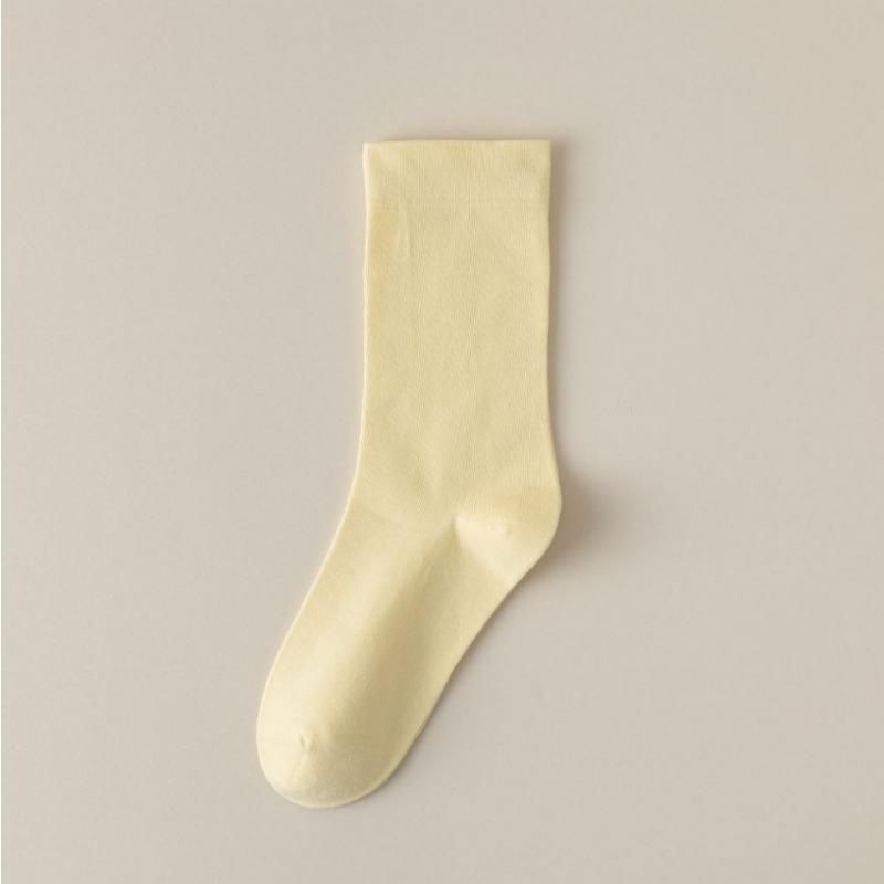 5 Pairs Solid Color Cotton Socks Medium Tube Knitted Loose Long Soft Spring Autumn Crew Casual Sock Black White Breathable Women Socks