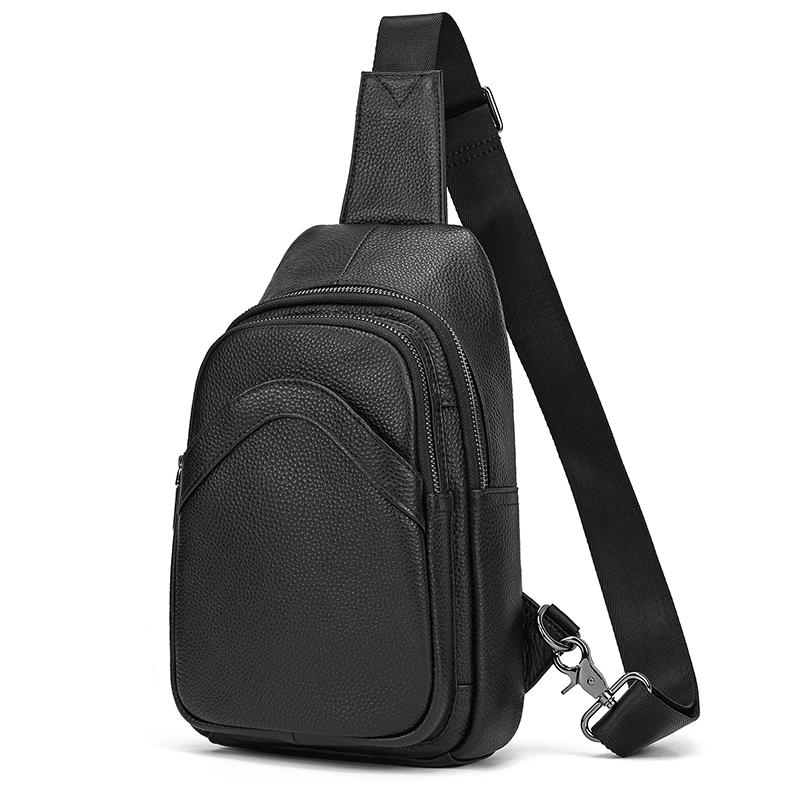 Newsbirds Casual Men's Chest Bag Genuine Leather Single Shoulder Cross Body Bag Soft Cow Leather Chest Pack For Men Slinig Bags