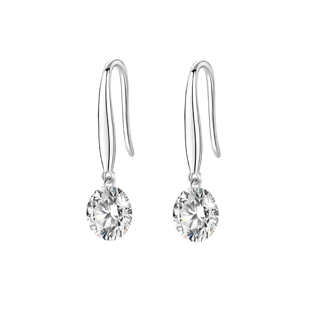 Korean-Style S925 Sterling Silver Earrings with Cubic Zirconia and Raw Stone - Simple, Fashionable, Personalized Design