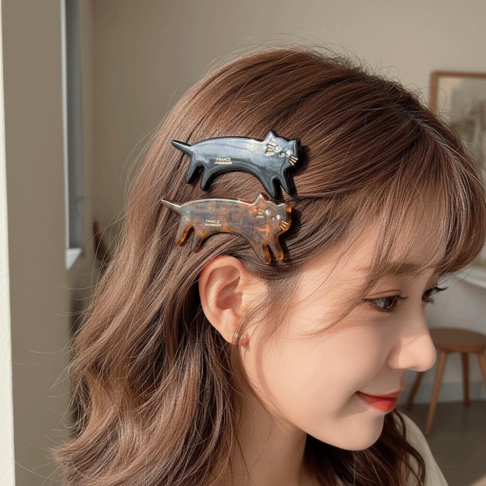Kitten Cat Shaped Hair Clip Acetic Acid Cute Side Clip Creative Animals Hairpin  Vacation