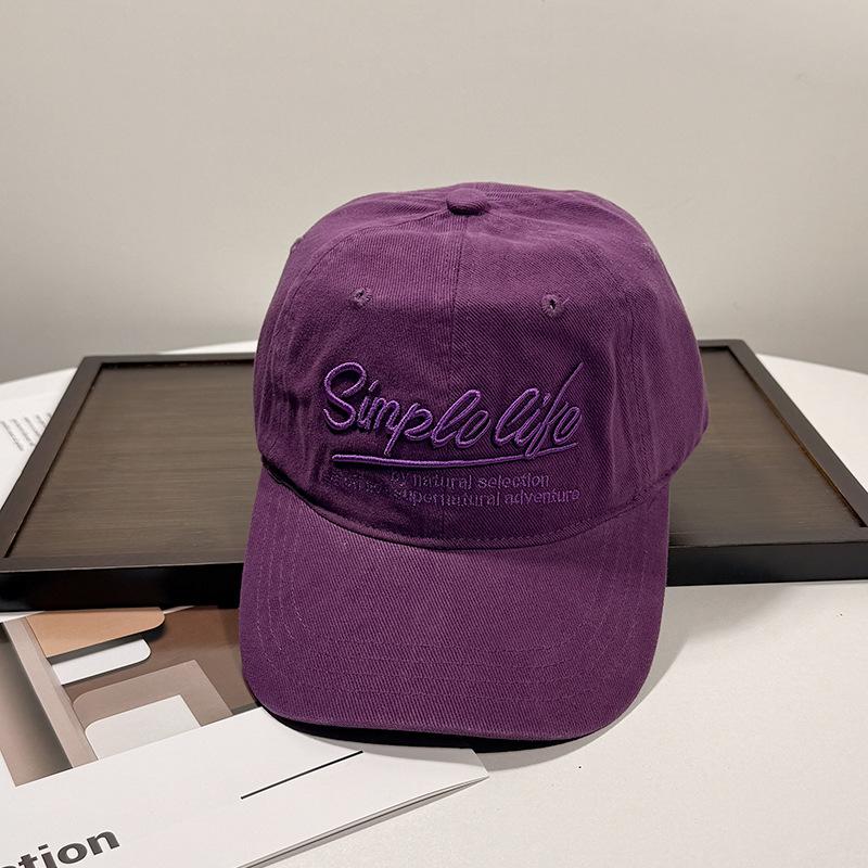 Retro three-dimensional letter embroidered baseball cap for women, street versatile, showing face, small soft top, blue cap for men