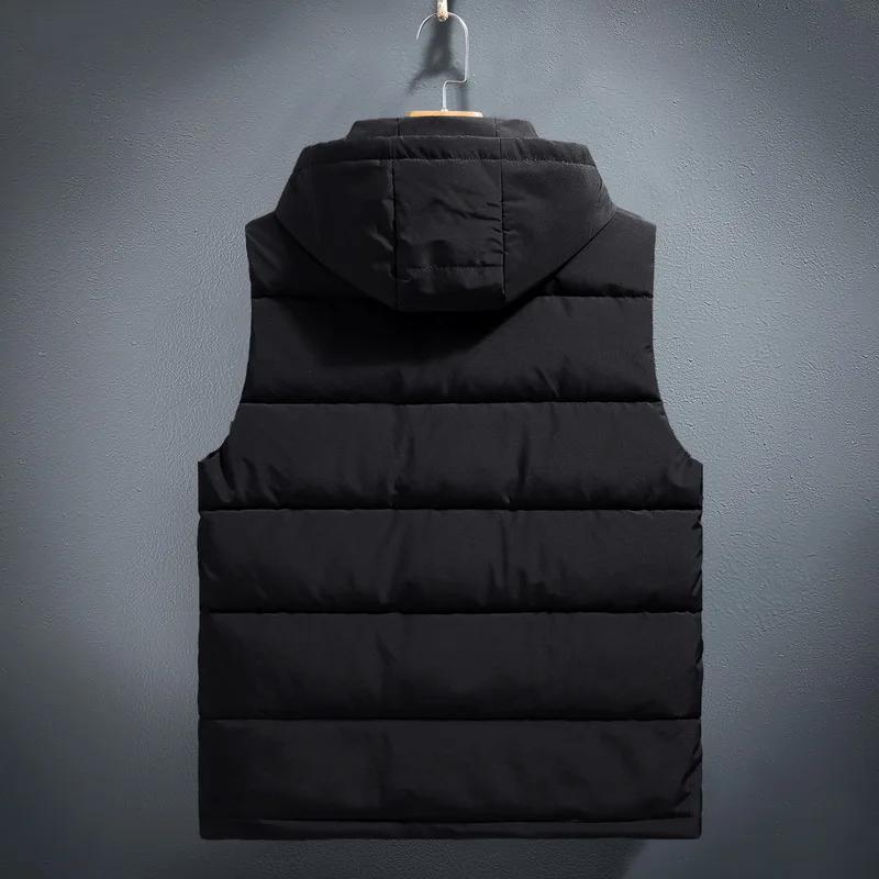 Winterweste Herren Warm Dick Ärmellose Jacke Reißverschluss Slim Taschen Warm Daunen Baumwolle Weste Mantel Schwarz Grau Beige Weste Weste