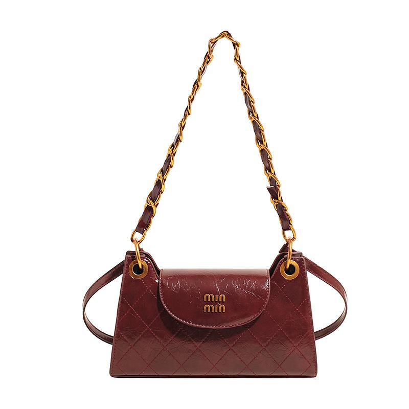 Underarm Bag Women's 2025 Autumn and Winter New Versatile Shoulder Bag Small Fragrant Wind Rhombus Chain Commuter Messenger Bag