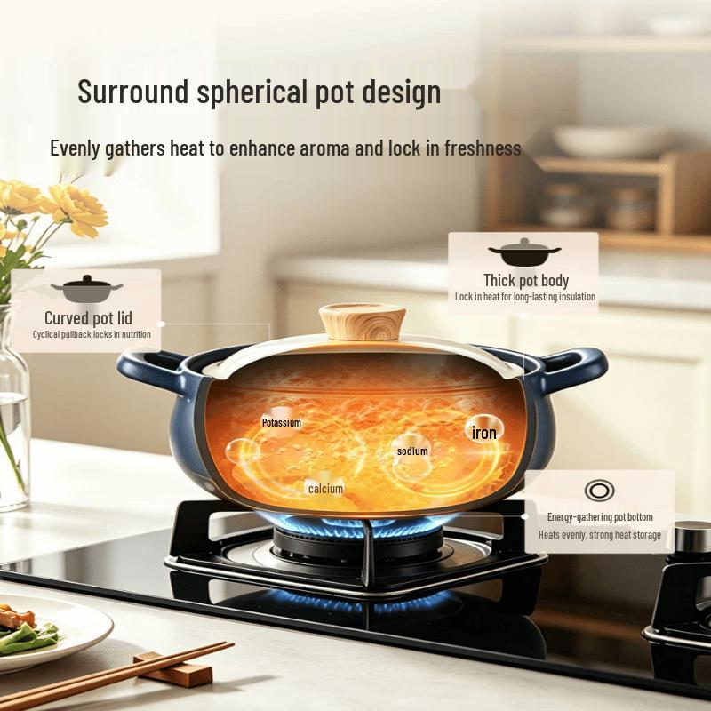 Bear 4L Heat-Resistant Ceramic Casserole Pot
