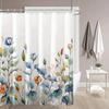 1pc Watercolor Floral and Leaf Striped Autumn Print Shower Curtain   Polyester Fabric   Machine Washable   Suitable for Bathroom