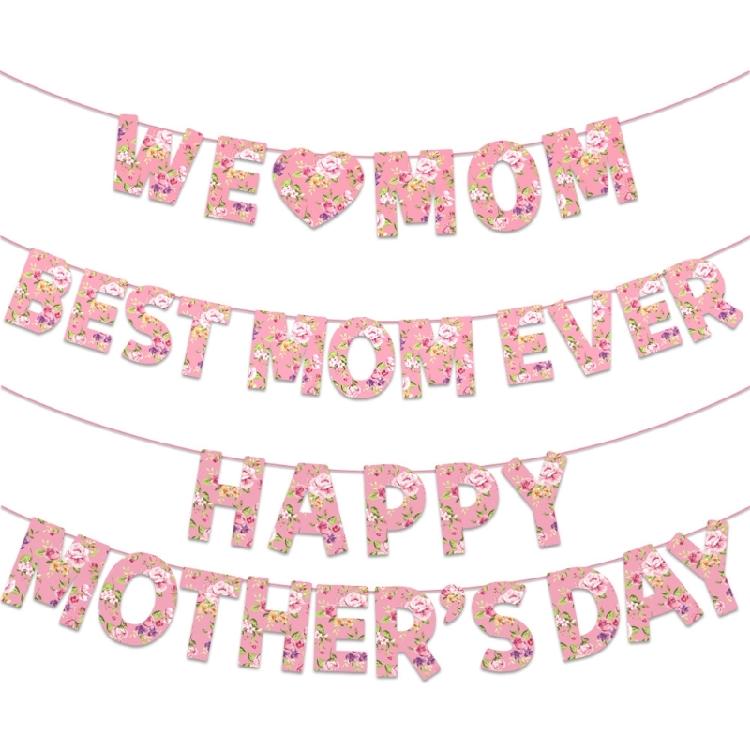 Mother’s Day Decoration Flag - Vibranted Color Bunting Supplies for Creating Celebration for Moms