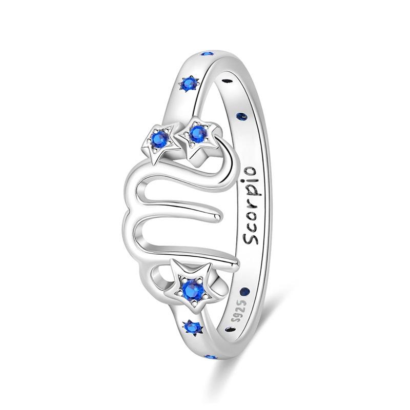 New 925 Silver Twelve Constellation Series Zircon Ring For Women Fit Wedding Party Jewelry Gifts