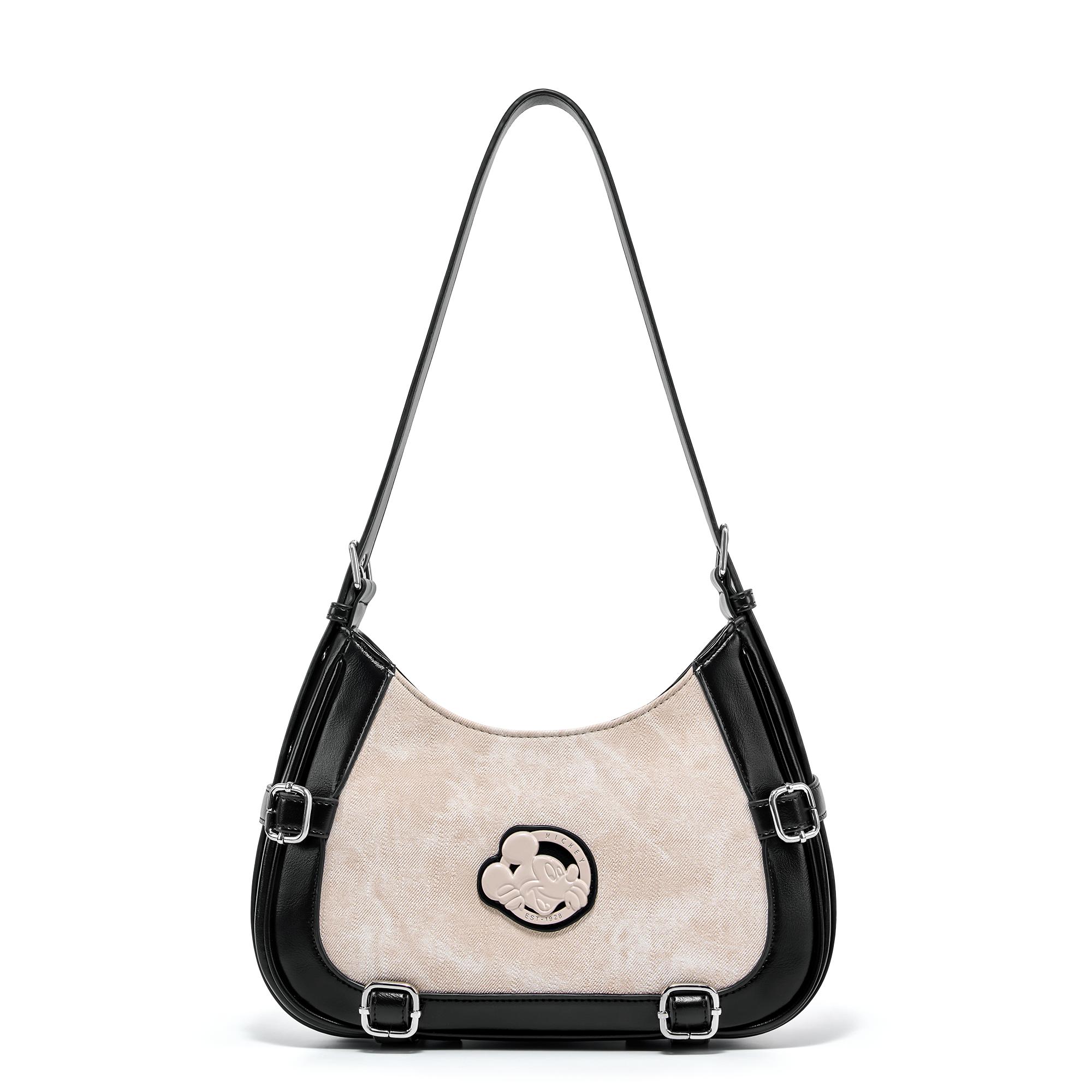 

New Disney Mickey Polyester Shoulder Bag Women s White & Black BMK-71486B 26.9*8.1*19.1CM