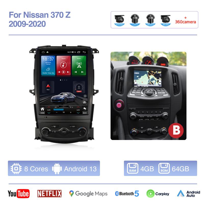 10.4inch Car Radio Multimedia Video Player For Nissan 370 Z 2009-2020 GPS Navigation Android13 Auto Carplay 4G Wifi 360Camera