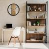 Round oak loft clock oval metal 50cm