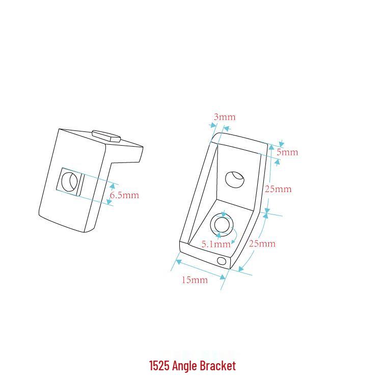 3D Printer CNC Aluminum Profile Right Angle Bracket Connector, 1515/1525 Compatible
