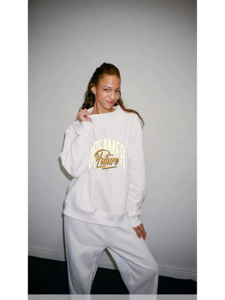 Trendy Women's Autumn Loose-Fit Sweatshirt with Mid-High Neck – European Size