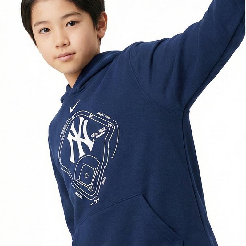 Nike × MLB Hoodie New York Yankees Simple Versatile Casual Comfortable Pullover Hooded Long Sleeve Fleece Kids Hoodies 3Z3B3SBF7-NYY