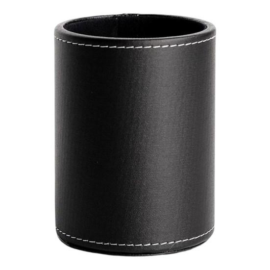 

Pen Container Large Capacity Wear Resistant Smooth Edge Simple Style Compact Size Save Space Faux Leather Round Pen чёрный