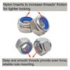 5-25pcs M2-M4 304 Stainless Steel Hex Nylon Insert Lock Nut Self-locking Locknut Locknut Whit M2-M4 Flat Washers