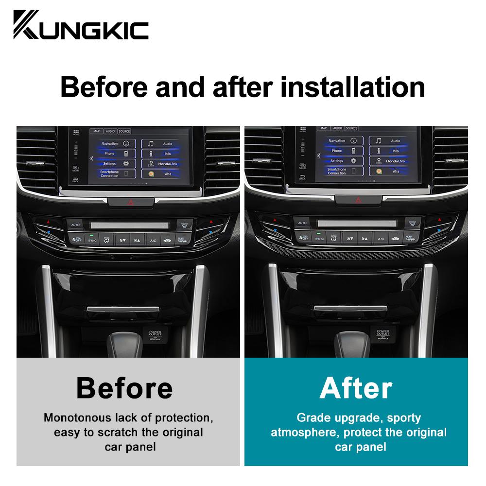 Real Soft Carbon Fiber Sticker For Honda Accord 2013 2014 2015 2016 2017 LHD Car AC Switch Frame Interior Trim Accessories