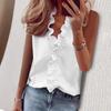 Summer Ruffled Sleeveless Fitted Pineapple Print Blouse for Women