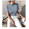 Tops Summer Women Tide Thin Striped Knit Bottoming Shirt Short-sleeved T-shirt Casual Summer Essential Comfort and Style Slim Fit Pullovers Tees
