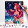 Disney The Little Mermaid Oil Paint Hand Painting Kit Decoration Classic Style Home Decor Starry Night Beach Ocean Wall Art Painting