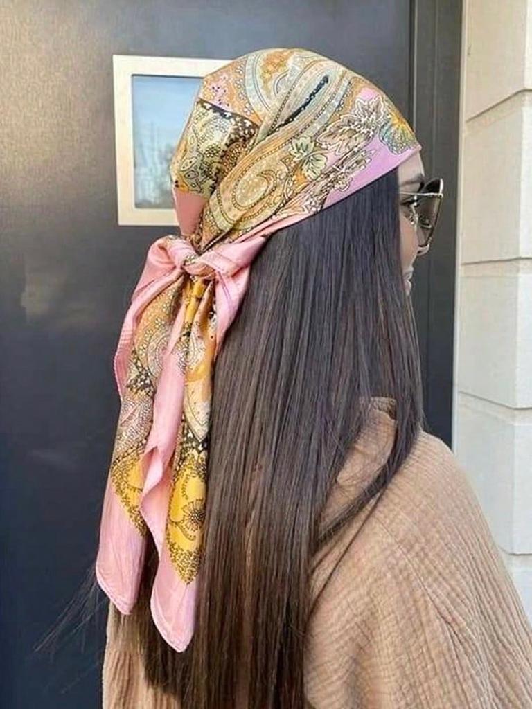 New Silk Shawl Satin Square Scarf For Women Paisley Neckerchief Female New Headband Hair Bands Print Foulard Hijab Wraps Bandana