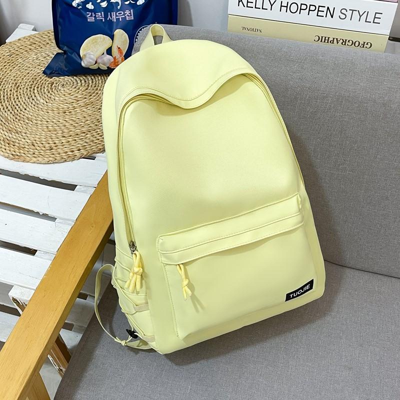Women Lightweight Waterproof Backpack Solid Color Student Schoolbag