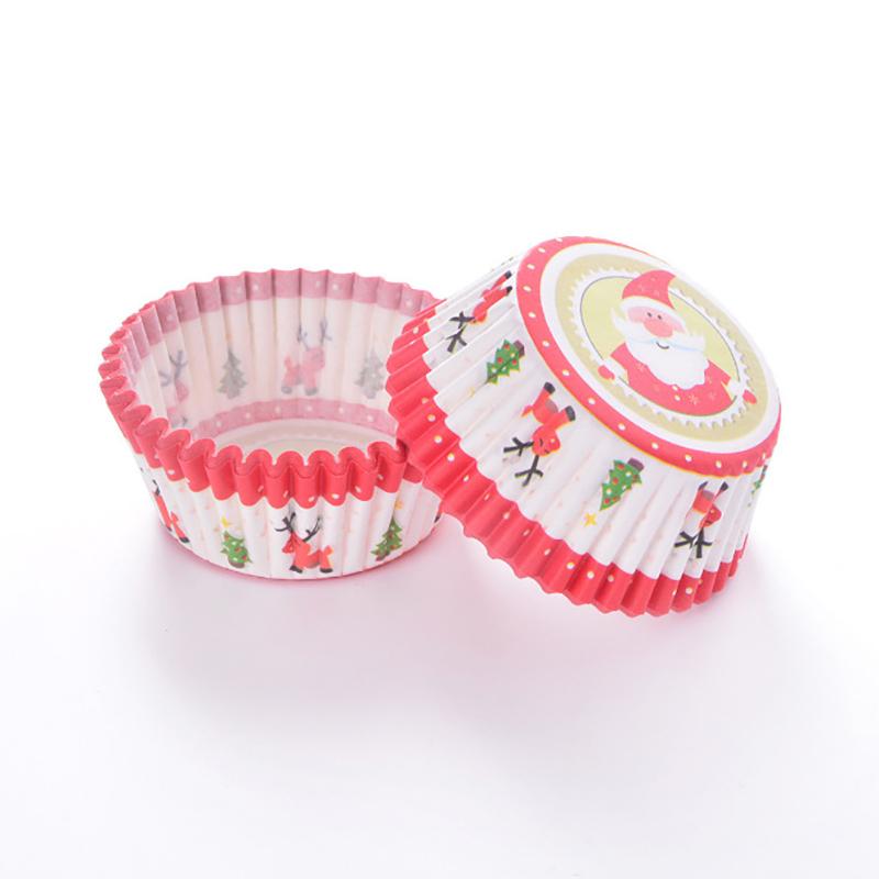 100Pcs/lot Merry Christmas Muffin Cupcake Paper Cups Cupcake Liner Baking Box X-mas Party Decorations Cake Trays Baking Tools