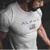Men Fitness Outdoor Sport Running Short Sleeves Letter Printed Tights Tops Men Under Skin Muscle Gym Train Compression T-shirt