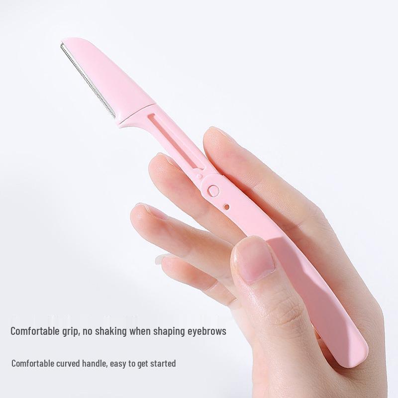 Three-Color Folding Anti-Scratch Eyebrow Razor with Safety Trimmer Blade