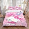 3pcs Hello Kitty's Pink Adventure Bedding Set - 1 Soft Quilt Cover + 2 Pillowcases, Machine Washable - Suitable for All Seasons, Perfect Gif
