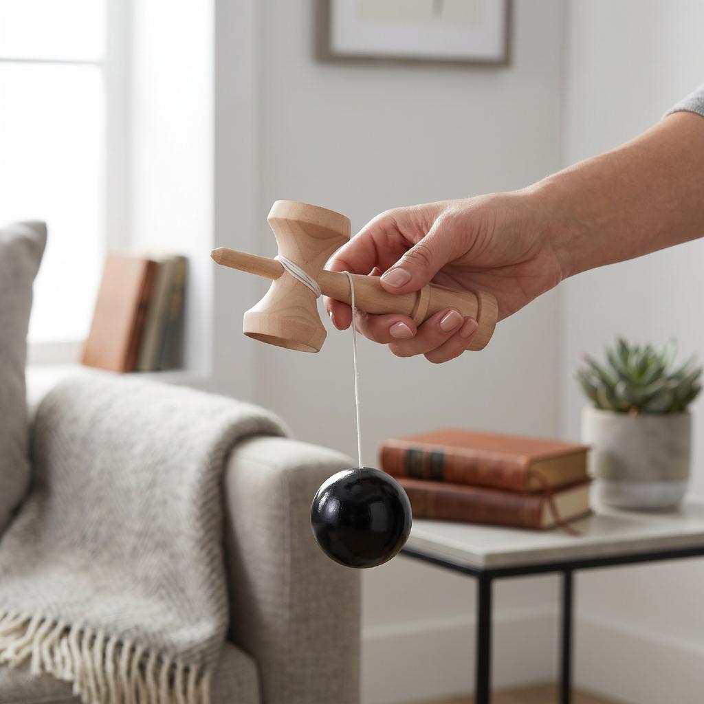 Wooden Kendama Toy Hand Eye Coordination Training Portable Kendama Catch Ball Toy Game Black