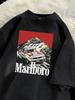 Black Oversized T-Shirt with Marlboro Print