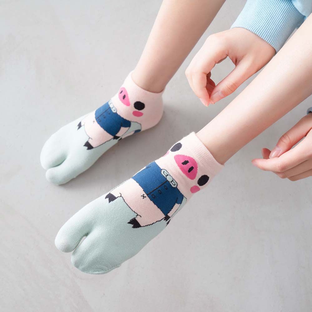 Students Cotton Split Toe Female Flip-flops Socks Low Tube Socks Geta Socks Pig Socks Two Toe Socks