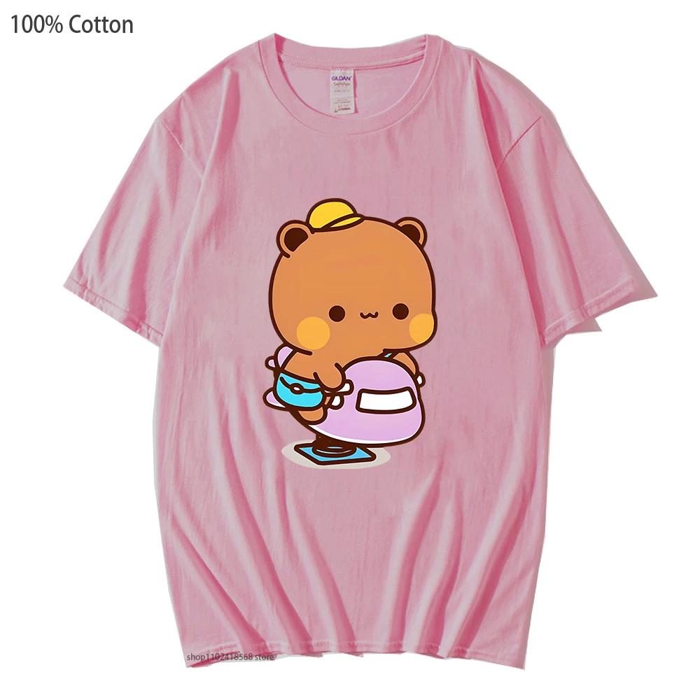 Cute Couple Bubu and Dudu Is Playing At The Park Graphic T-Shirts Men's T Shirt Panda Bear Tees Cotton Summer Soft Clothes