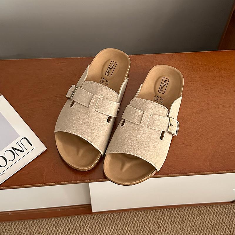 

Летние женские туфли с открытым носком на платформе, туфли на плоской подошве, для отдыха на пляже, женские шлепанцы 35 бежевый