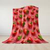 Pink Strawberry Burst Flannel Blanket Warm Soft Halloween Christmas Couch Warm Cozy Decorative Decor Gift for All Season